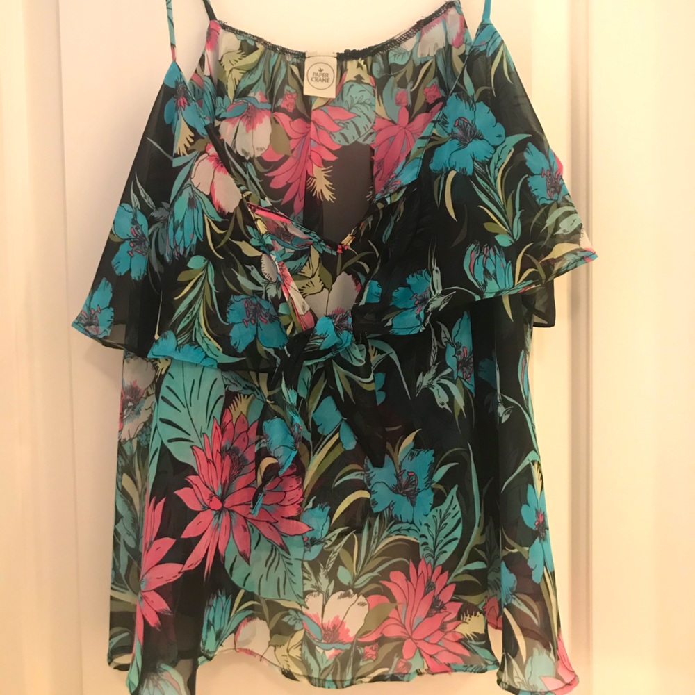 Anthropologie Paper crane Loose Floral Tank Top